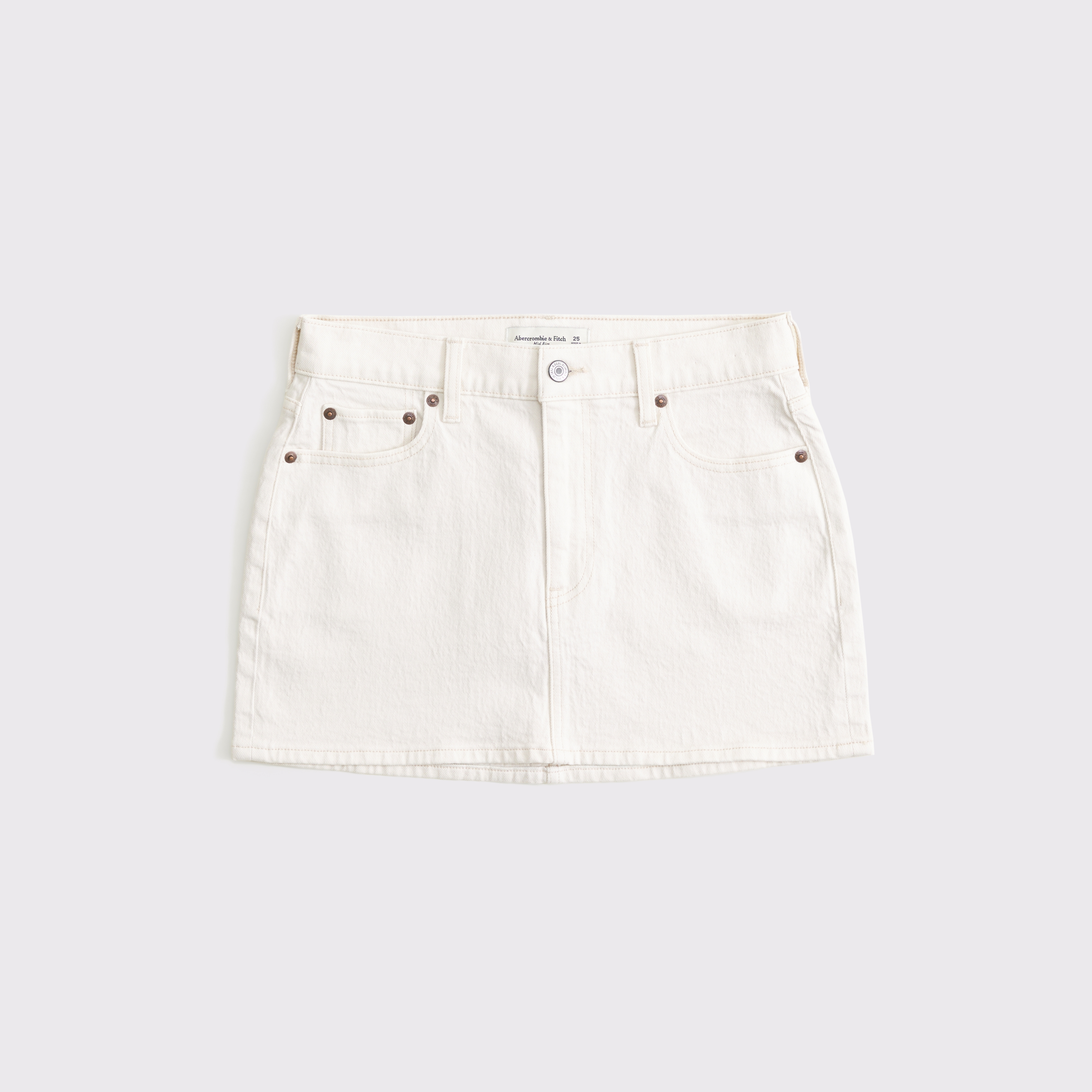 Abercrombie & Fitch Mid Rise Denim Mini Skirt In White