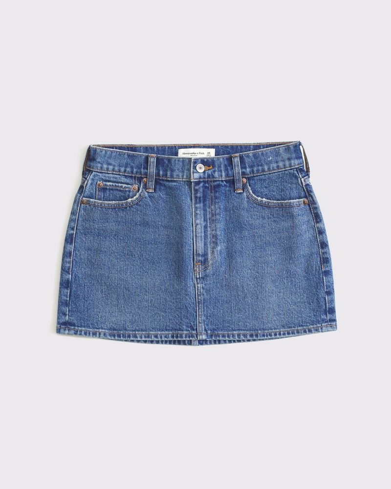 Mid Rise Denim Mini Skirt