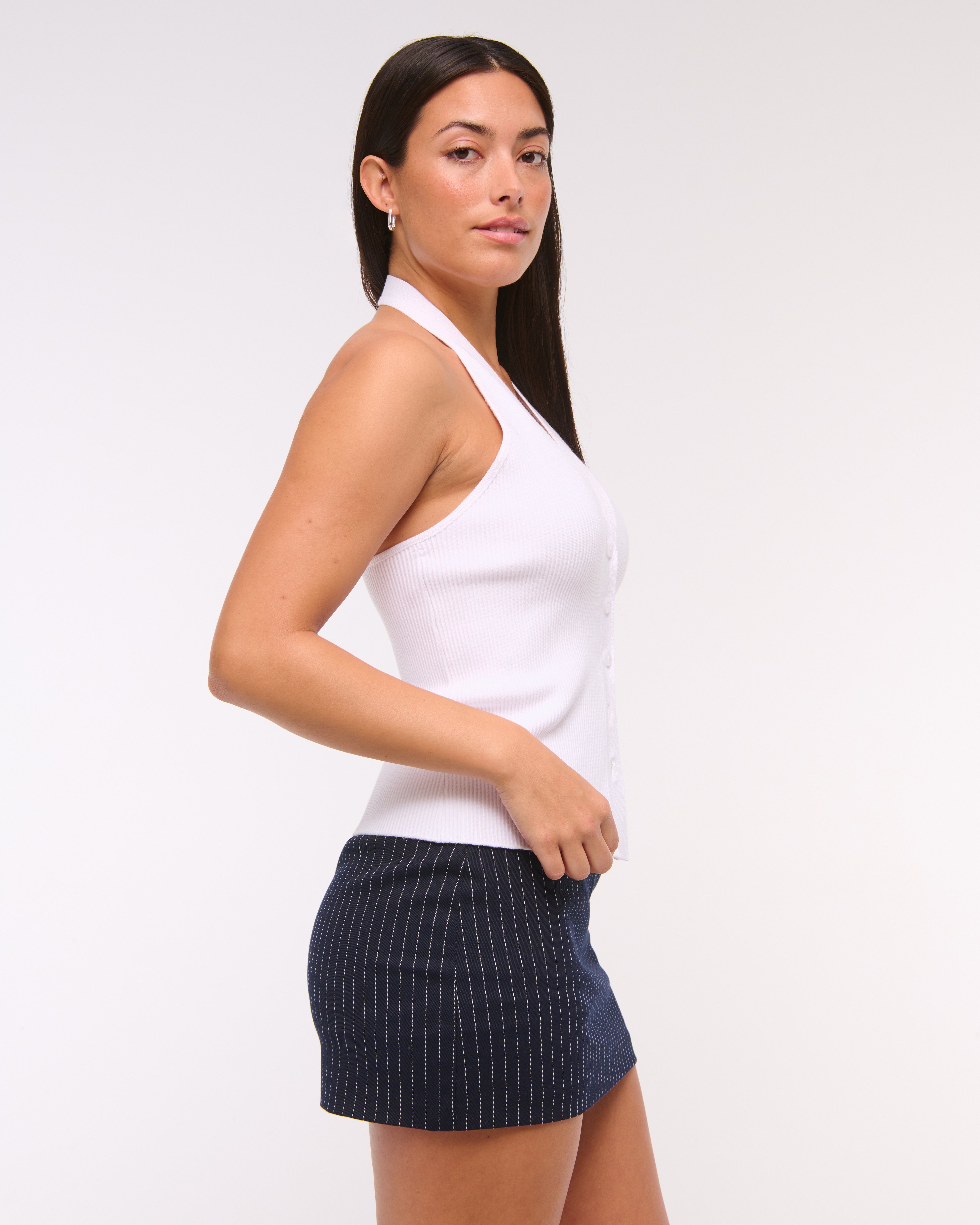 Abercrombie & Fitch The A&f Scarlett Curve Love Suiting Mini Skort In Blue