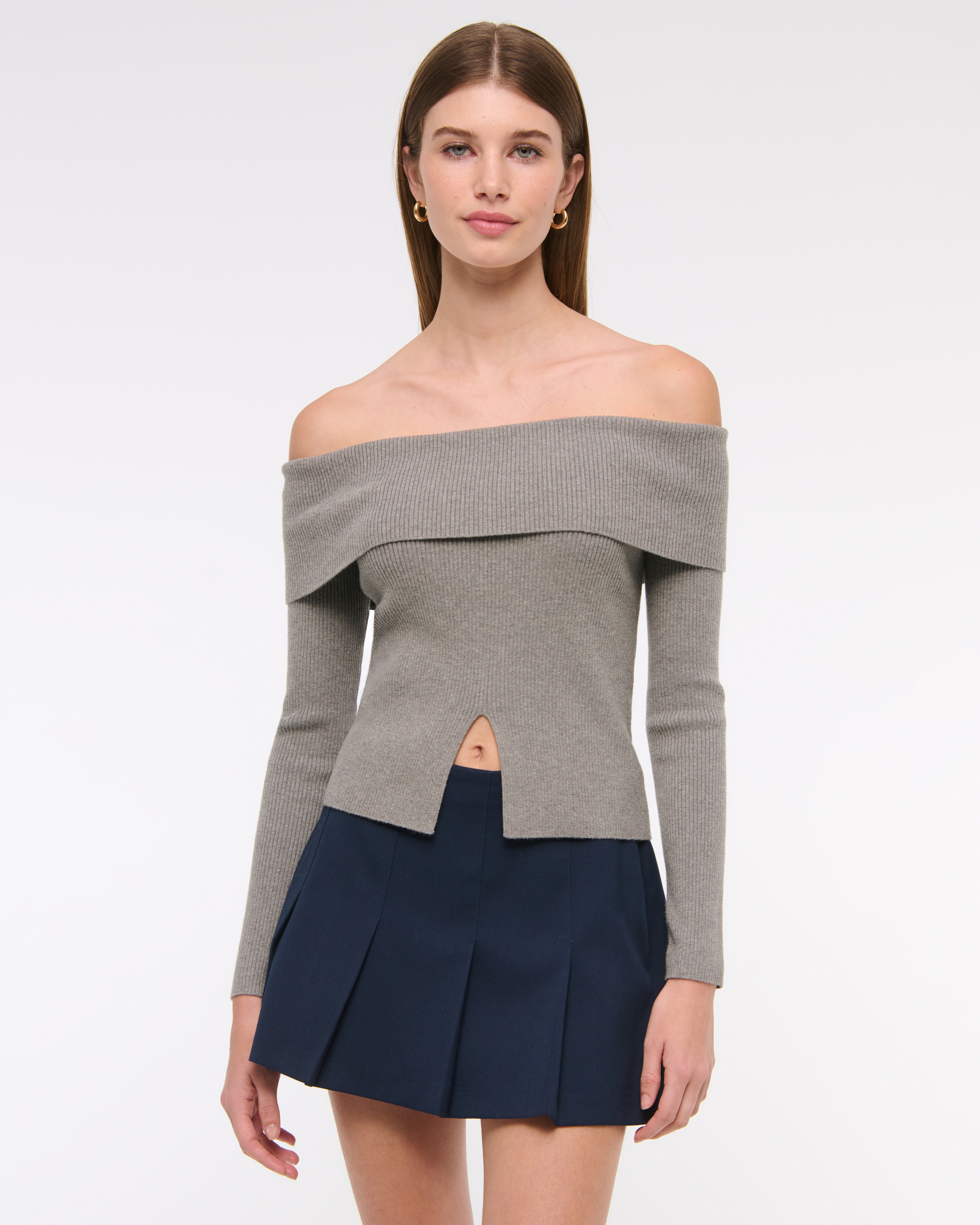 Abercrombie & Fitch Mid Rise Pleated Mini Skort In Purple