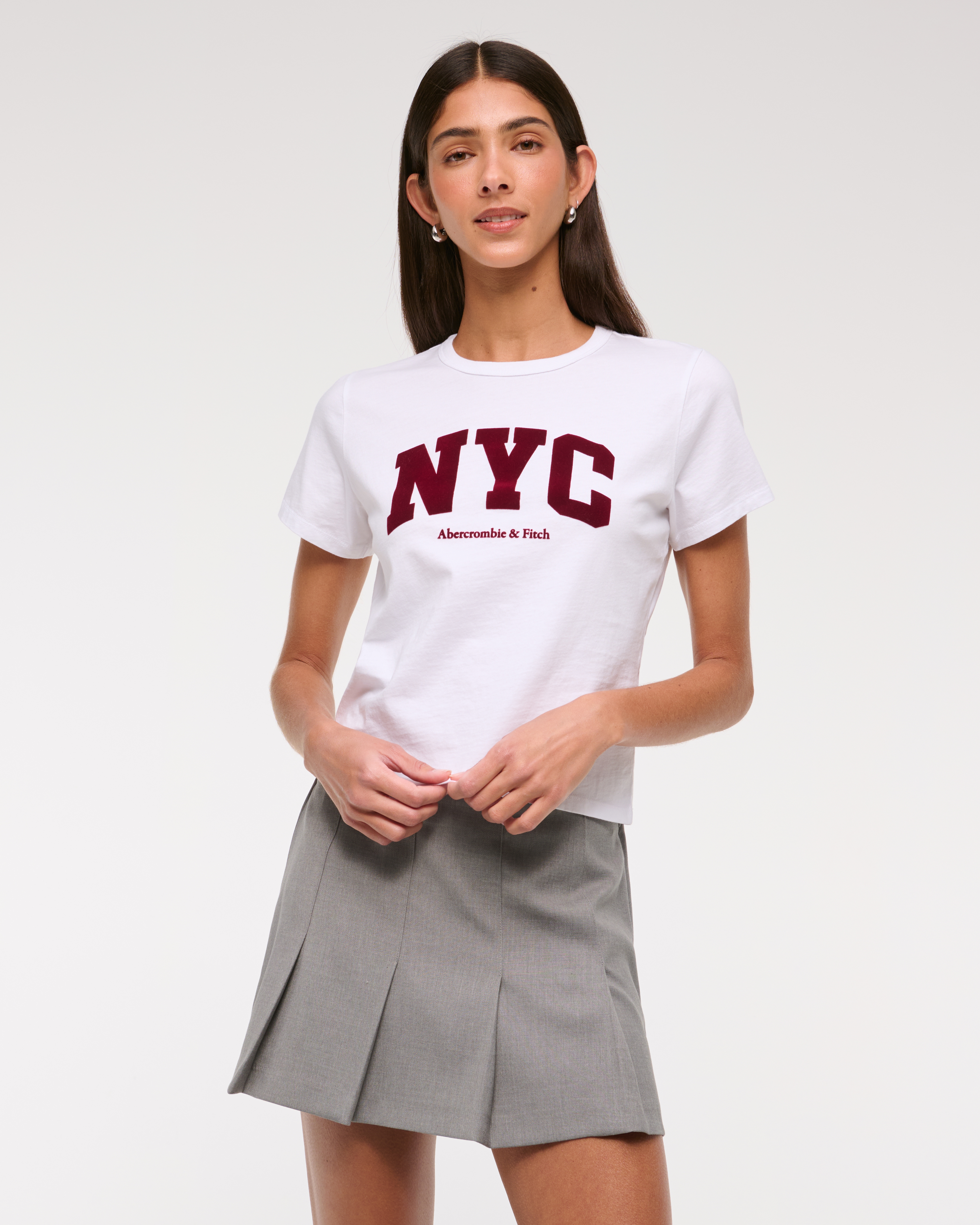 Abercrombie & Fitch Mid Rise Pleated Mini Skort In Gray