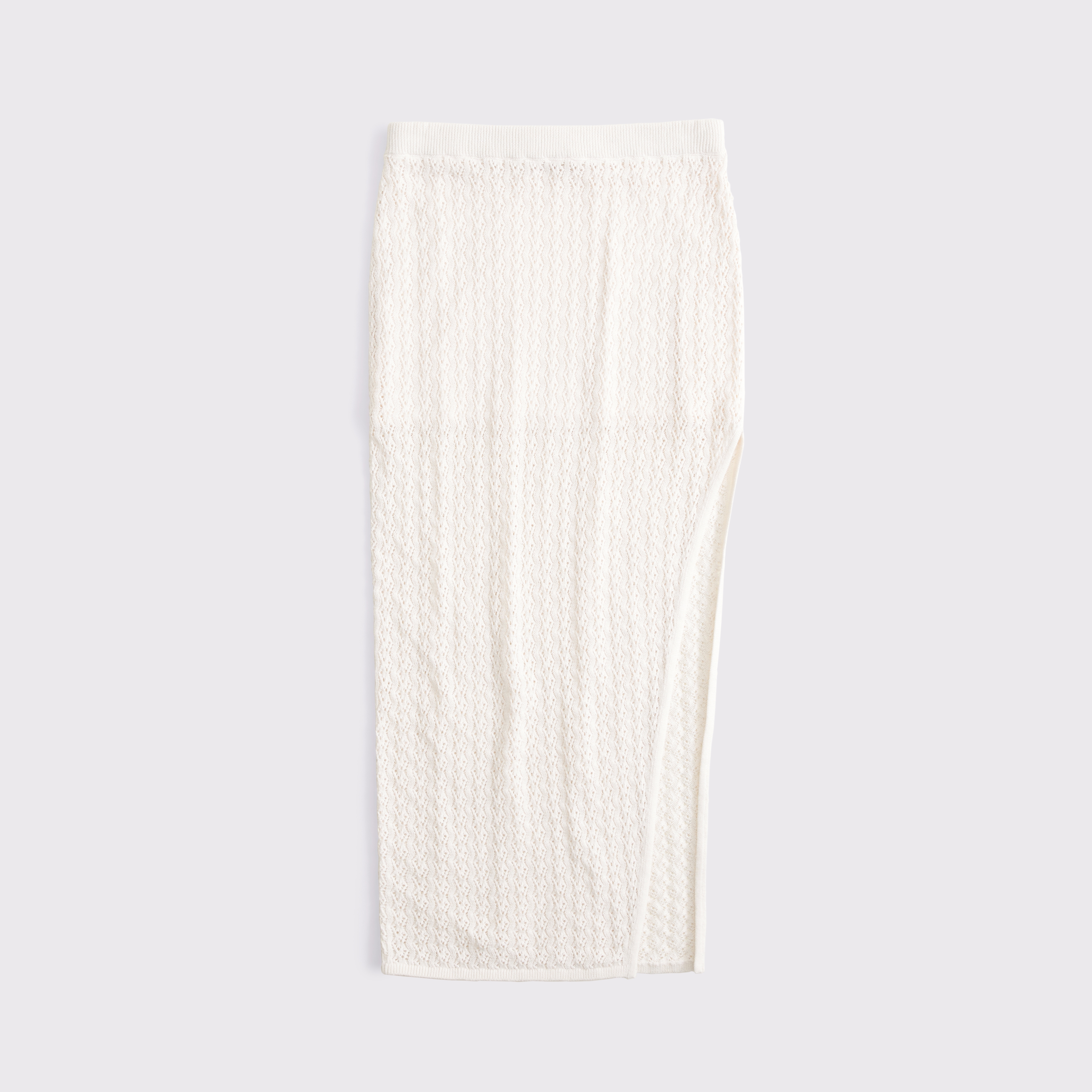 Abercrombie & Fitch Mid Rise Crochet-style Maxi Skirt In White