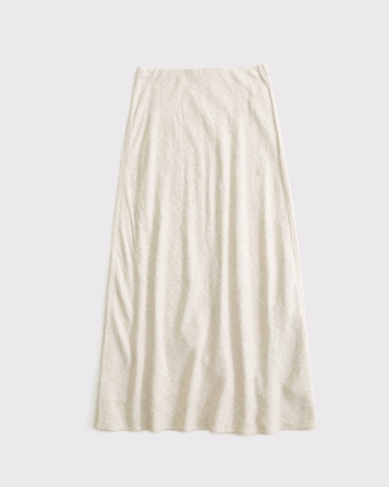 Mid Rise Linen-Blend Maxi Skirt