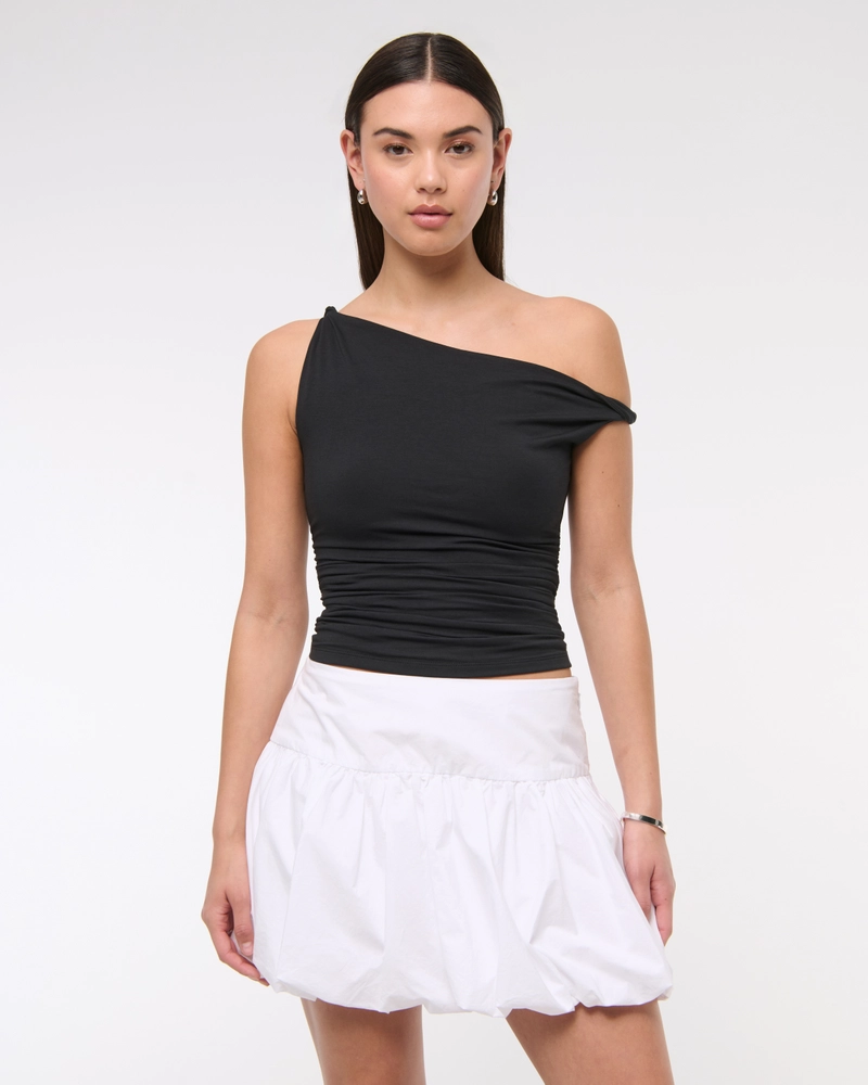 Drop-Waist Bubble Hem Mini Skort