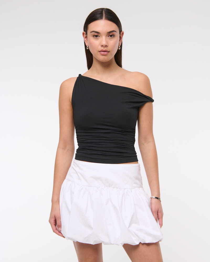Drop-Waist Bubble Hem Mini Skort