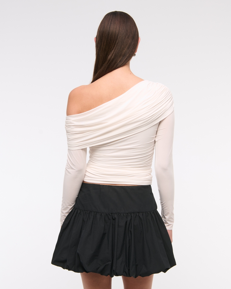 Drop-Waist Bubble Hem Mini Skort