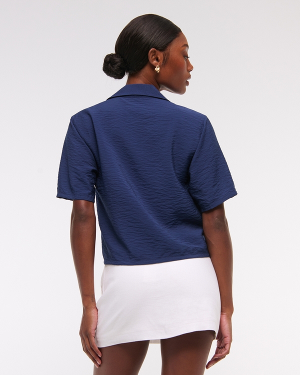 The A&F Scarlett Mid Rise Linen-Blend Mini Skort