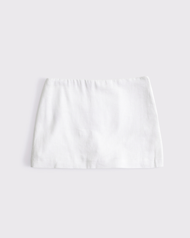 The A&F Scarlett Mid Rise Linen-Blend Mini Skort