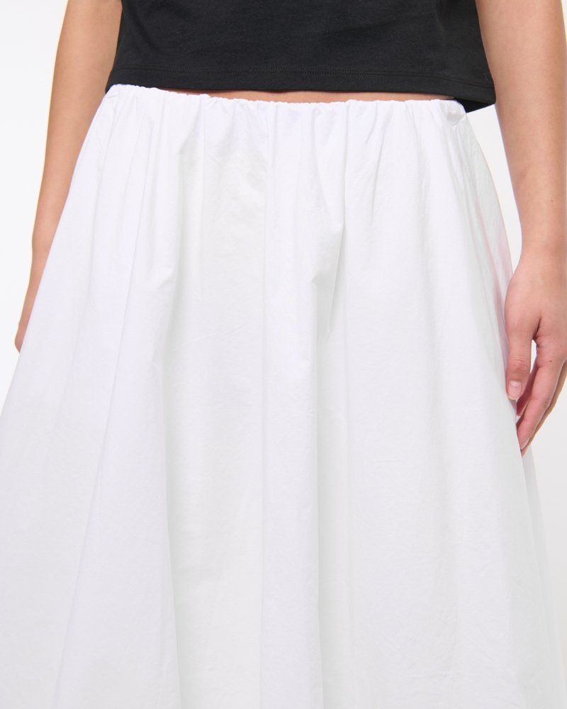 Mid Rise Bubble Hem Maxi Skirt