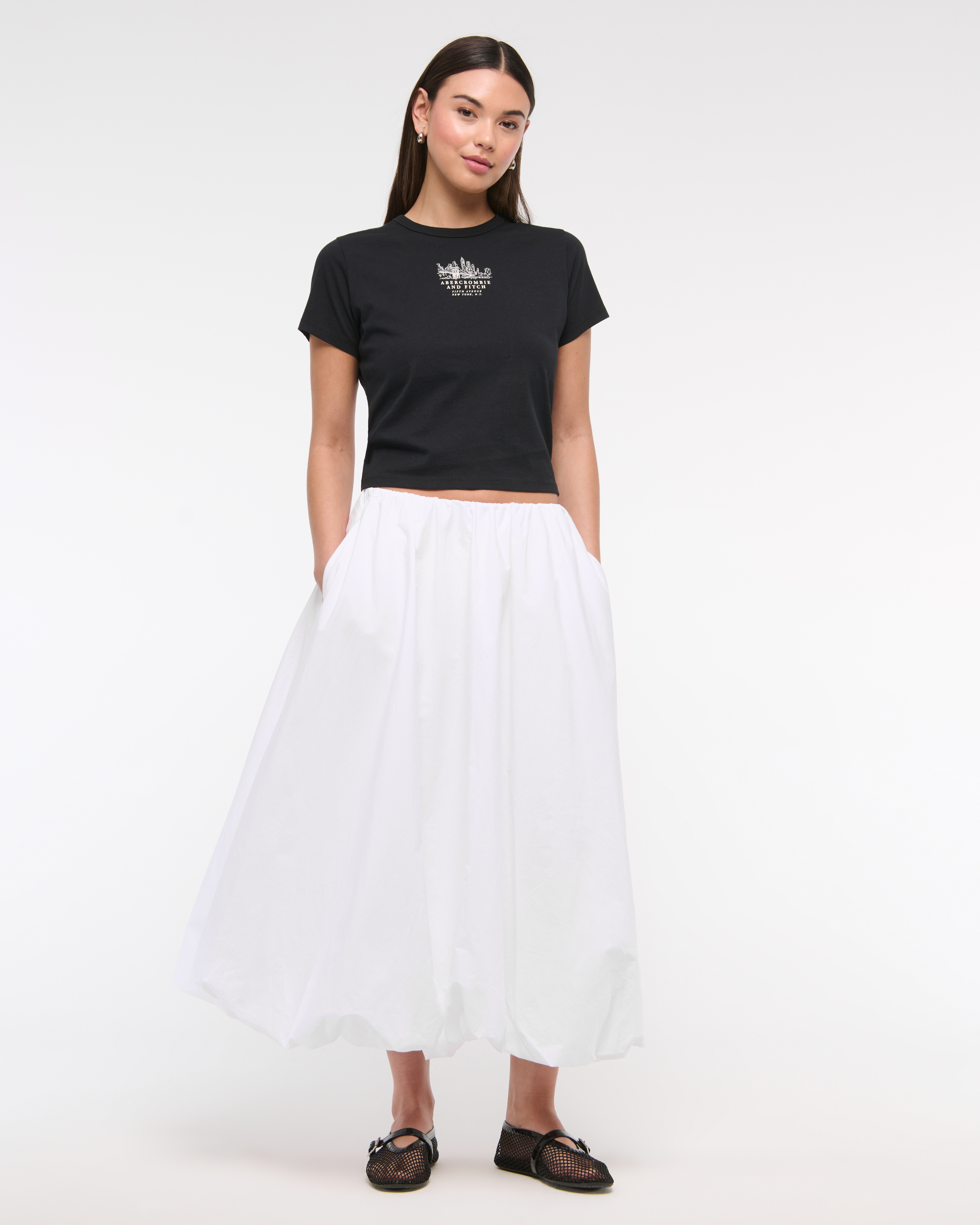 Women's Mid Rise Bubble Hem Maxi Skirt | Women's Clearance