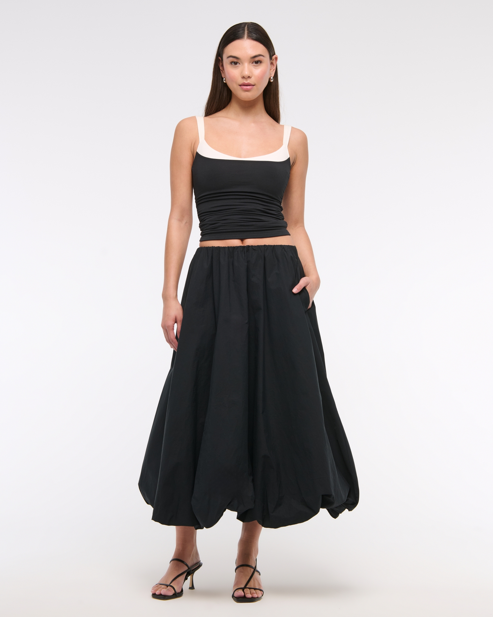 Midi circle linen summer skirt for women 5070