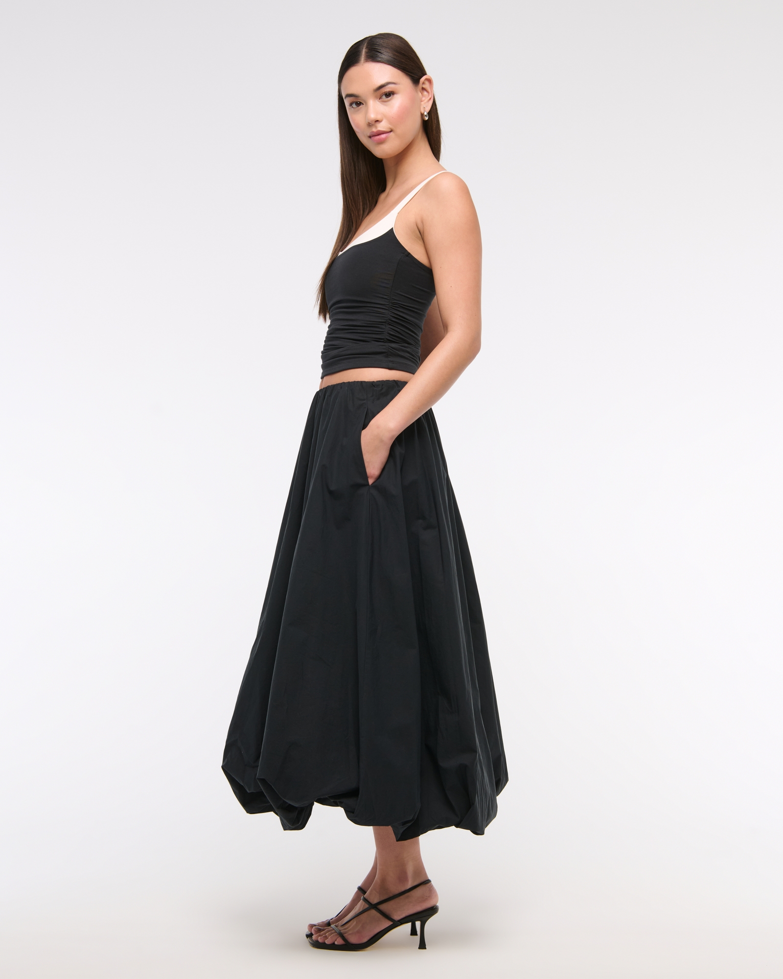 Midi circle linen summer skirt for women 5070