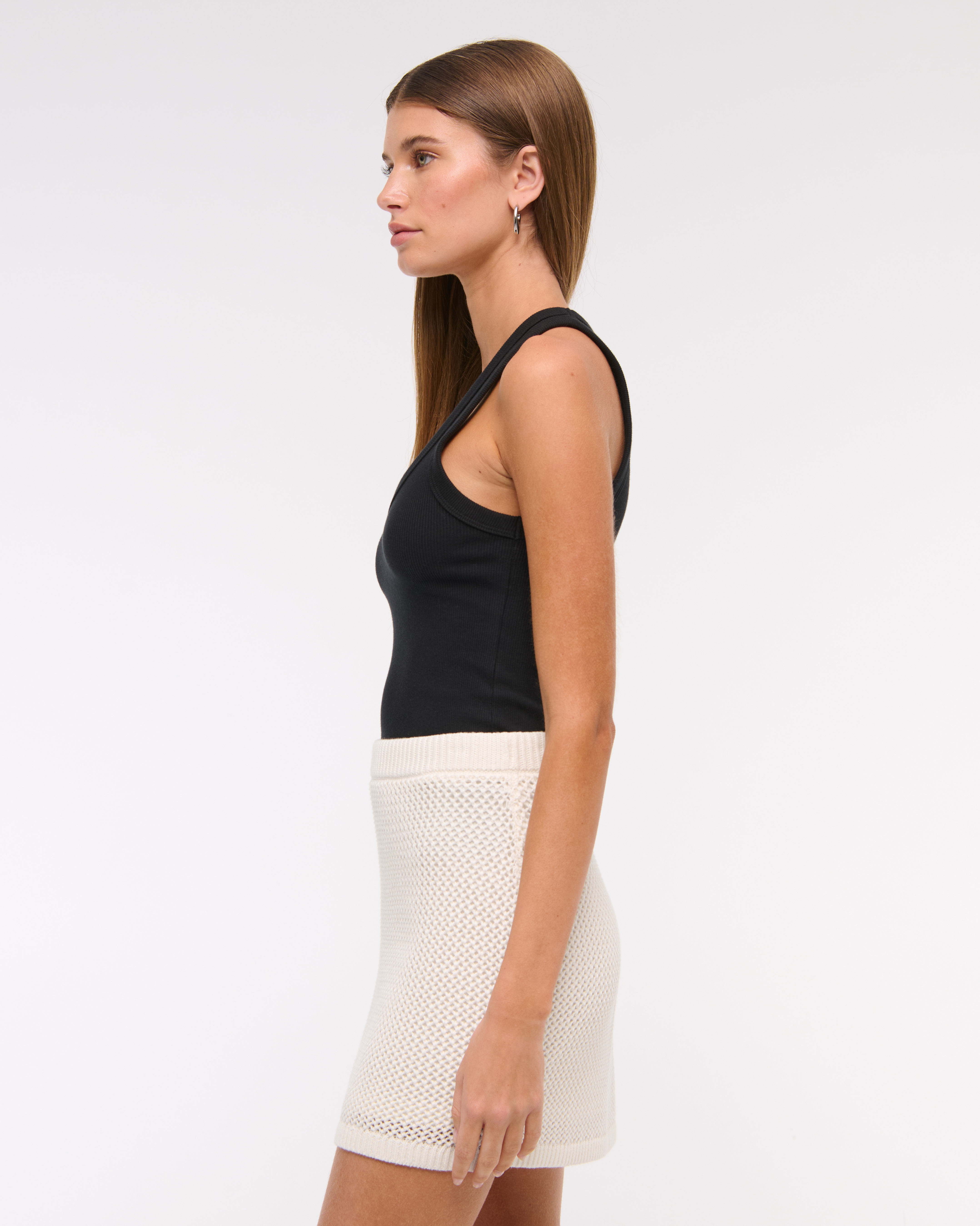 Abercrombie & Fitch Mid Rise Crochet-style Mini Skirt In White