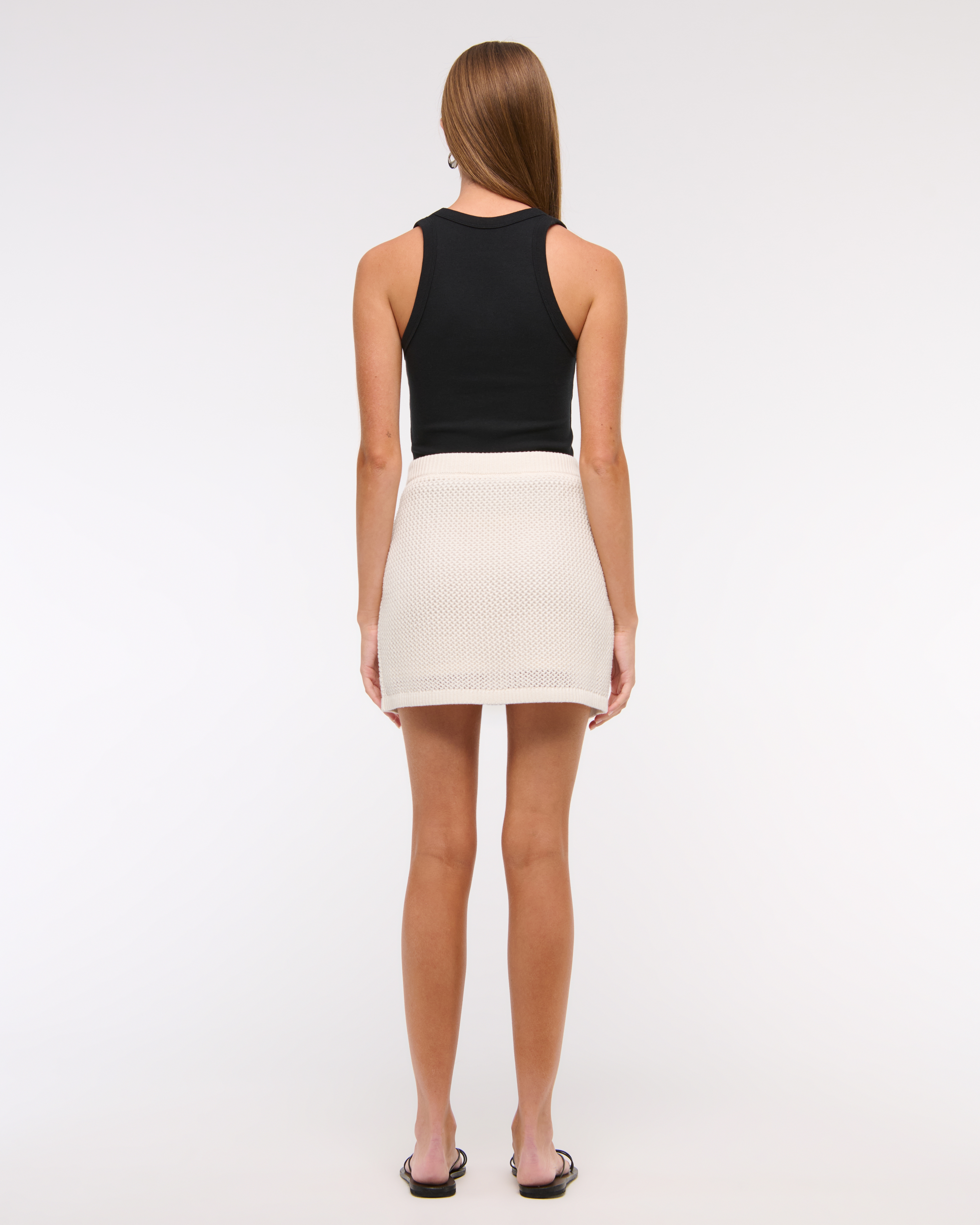 Abercrombie & Fitch Mid Rise Crochet-style Mini Skirt In White