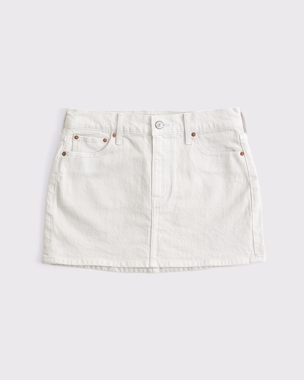 Mid Rise Denim Mini Skirt, Light Gray view 1