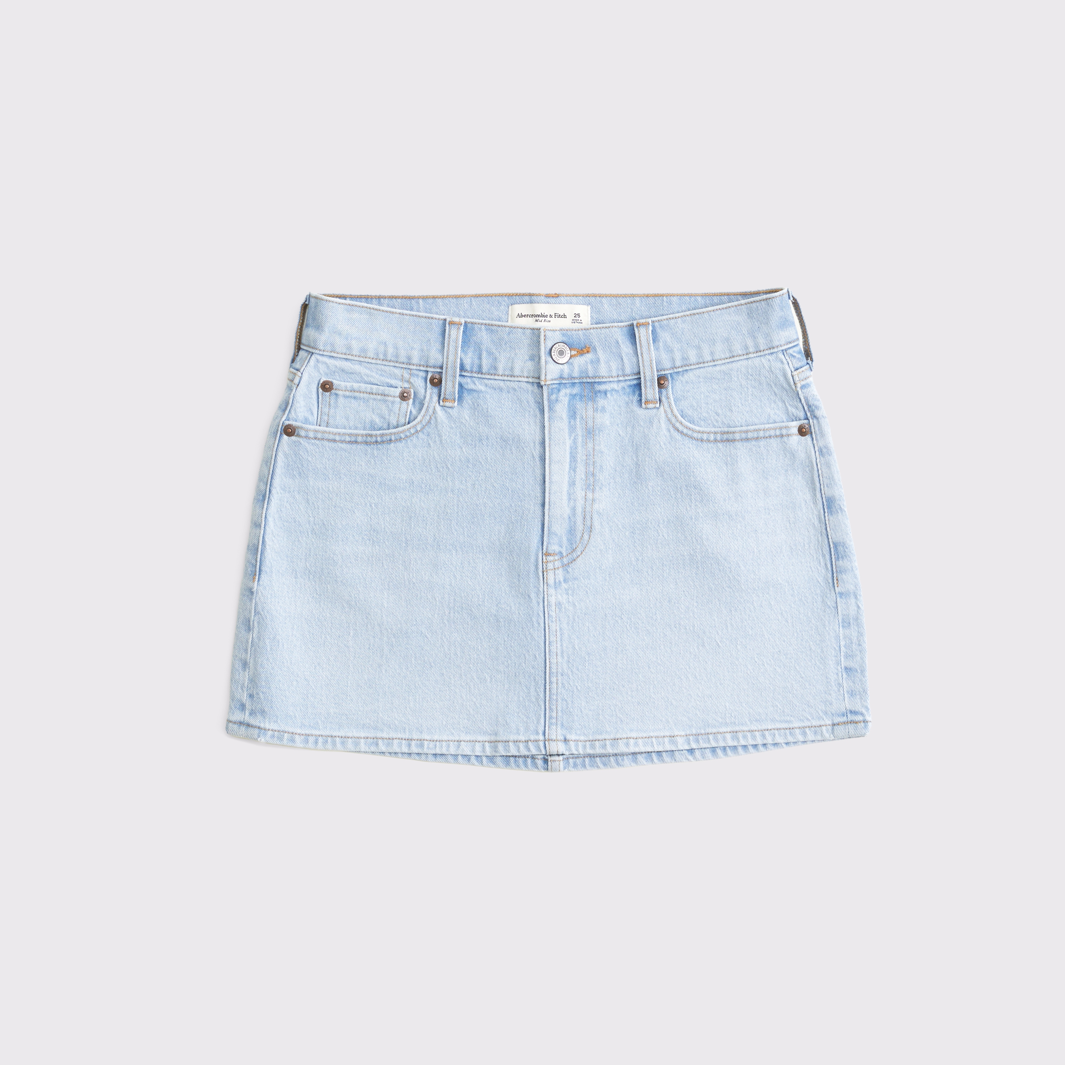 Abercrombie & Fitch Mid Rise Denim Mini Skirt In Brown