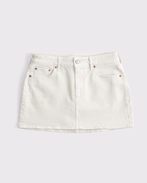 Curve Love Mid Rise Denim Mini Skirt, Light Gray view 1