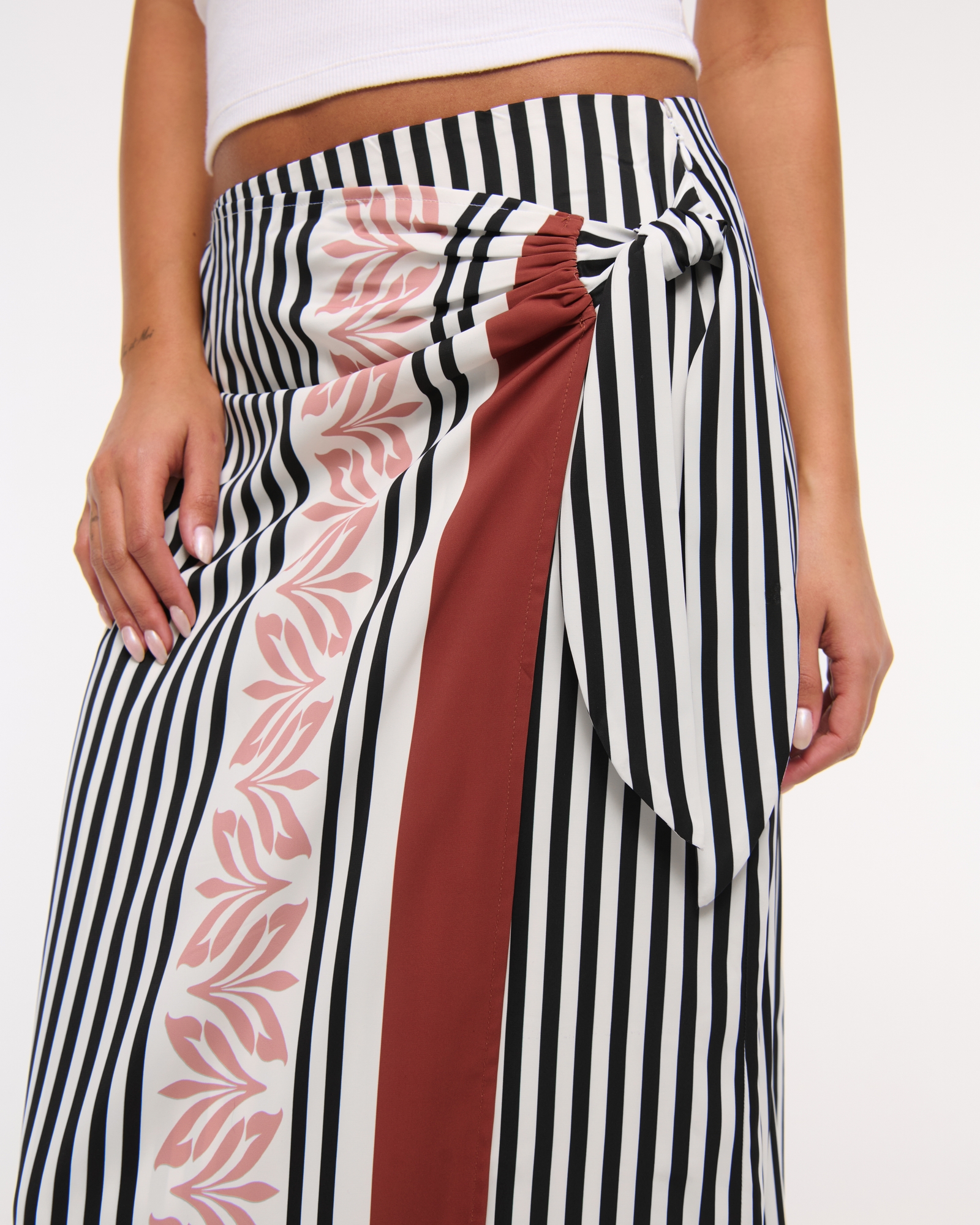 High Rise Scarf Style Wrap Maxi Skirt