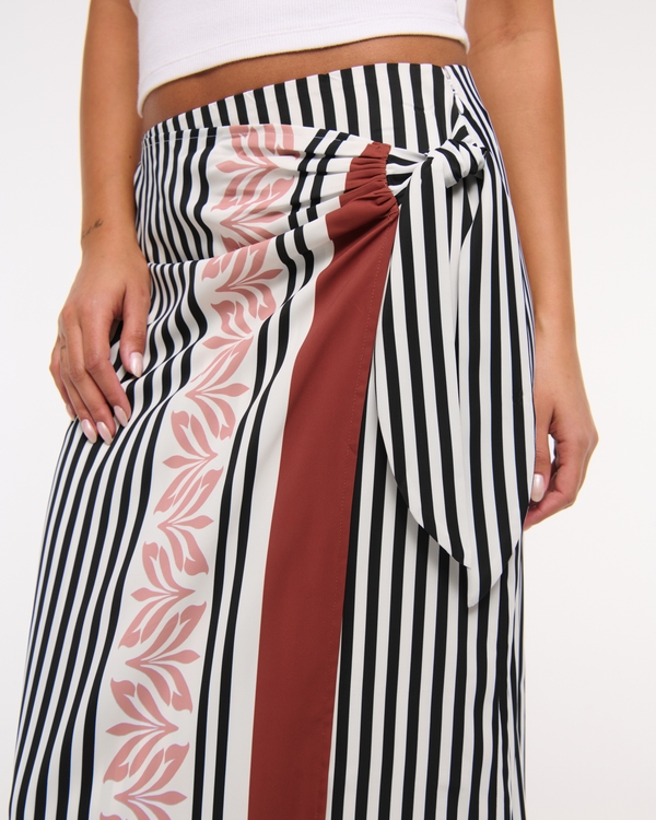 High Rise Scarf Style Wrap Maxi Skirt