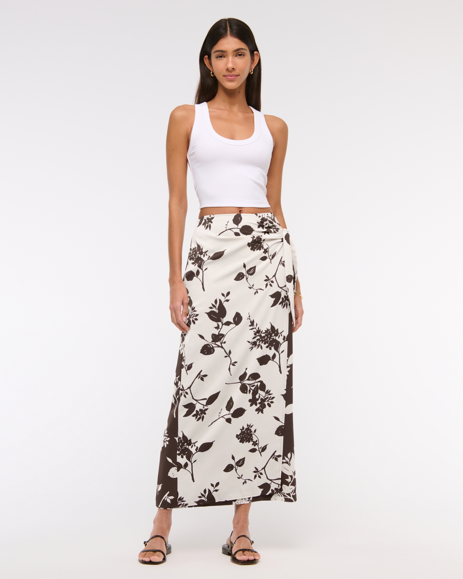 Mid Rise Wrap Maxi Skirt