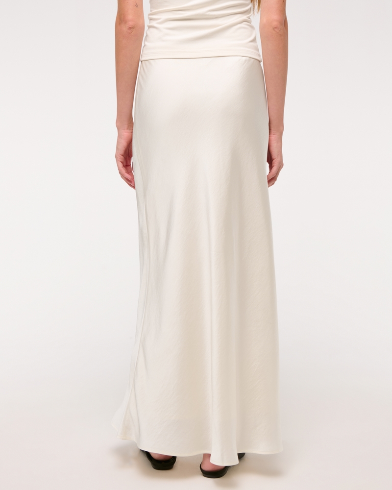 Mid Rise Satin Maxi Skirt
