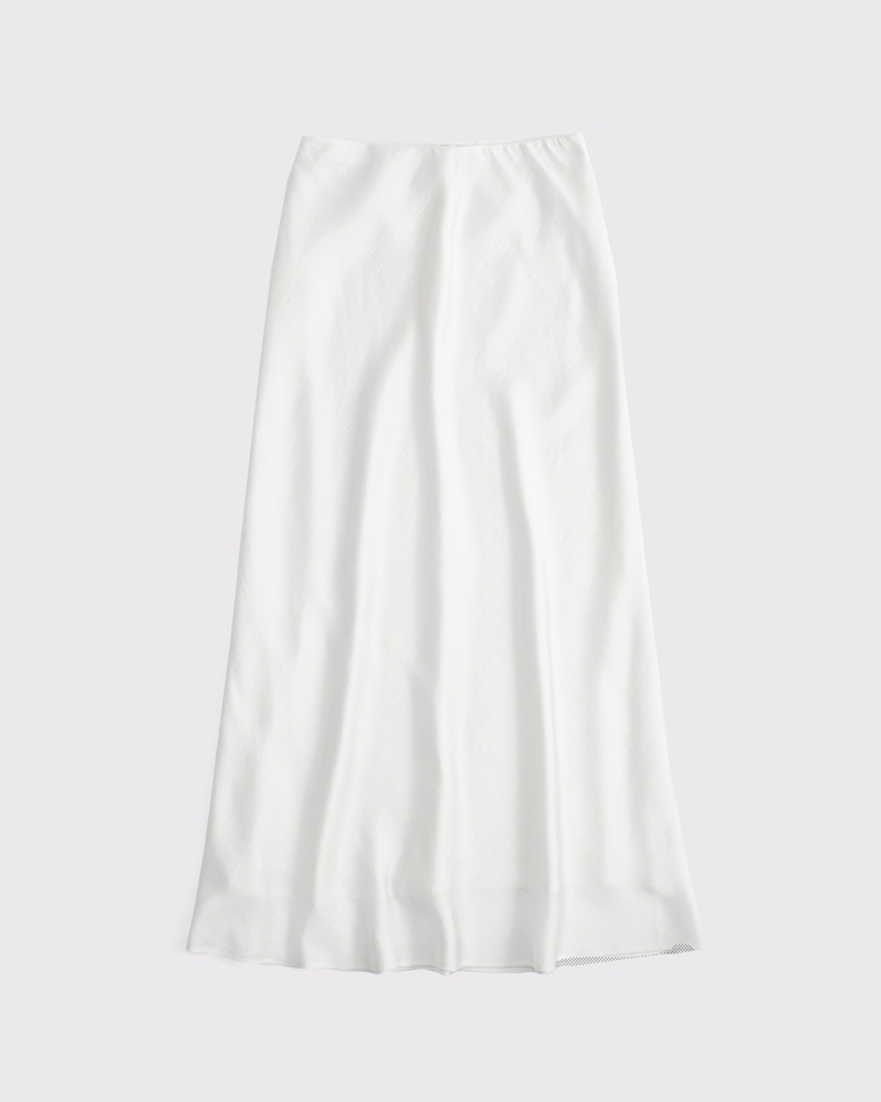 Mid Rise Satin Maxi Skirt