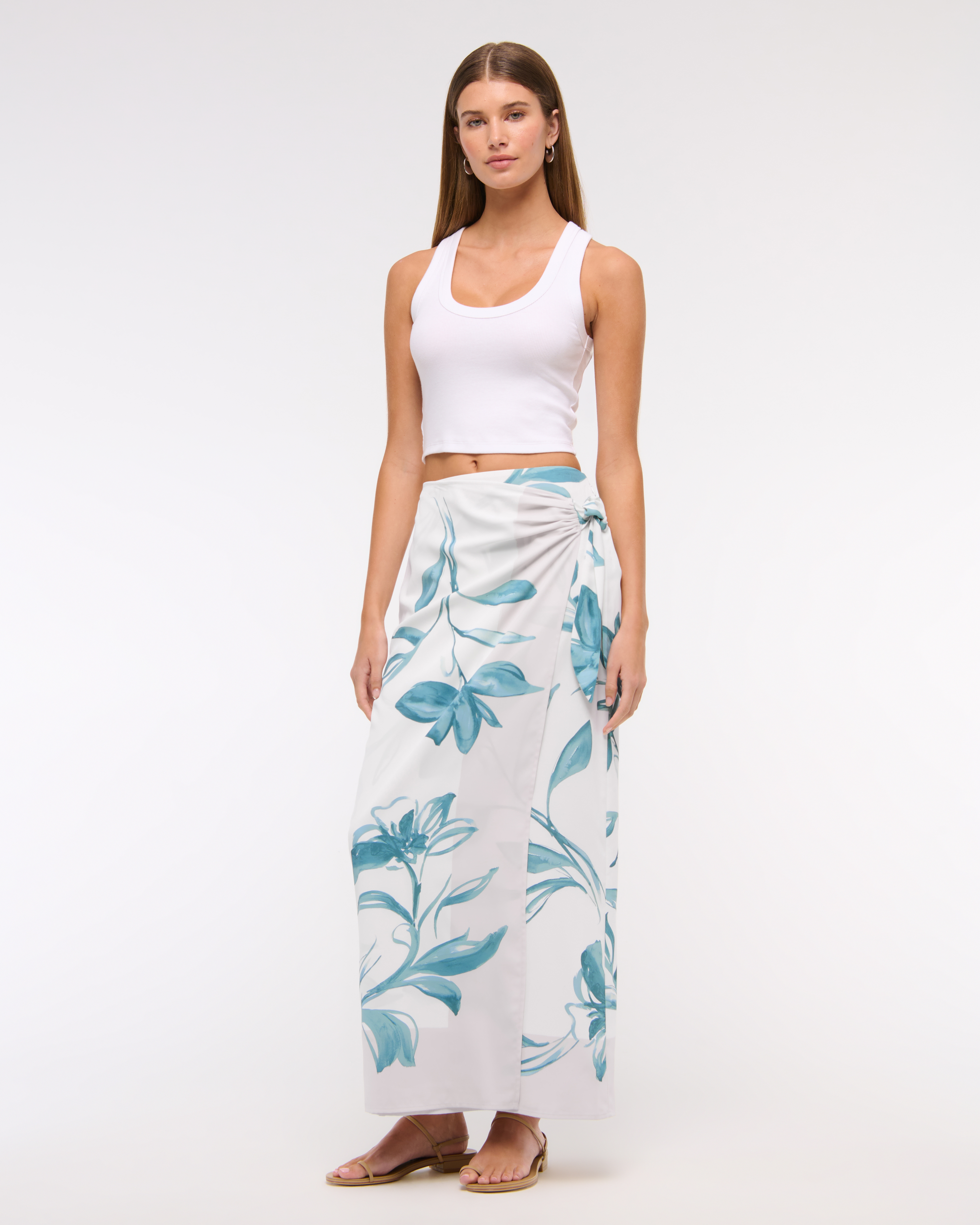 Abercrombie & Fitch Mid Rise Wrap Maxi Skirt In Green
