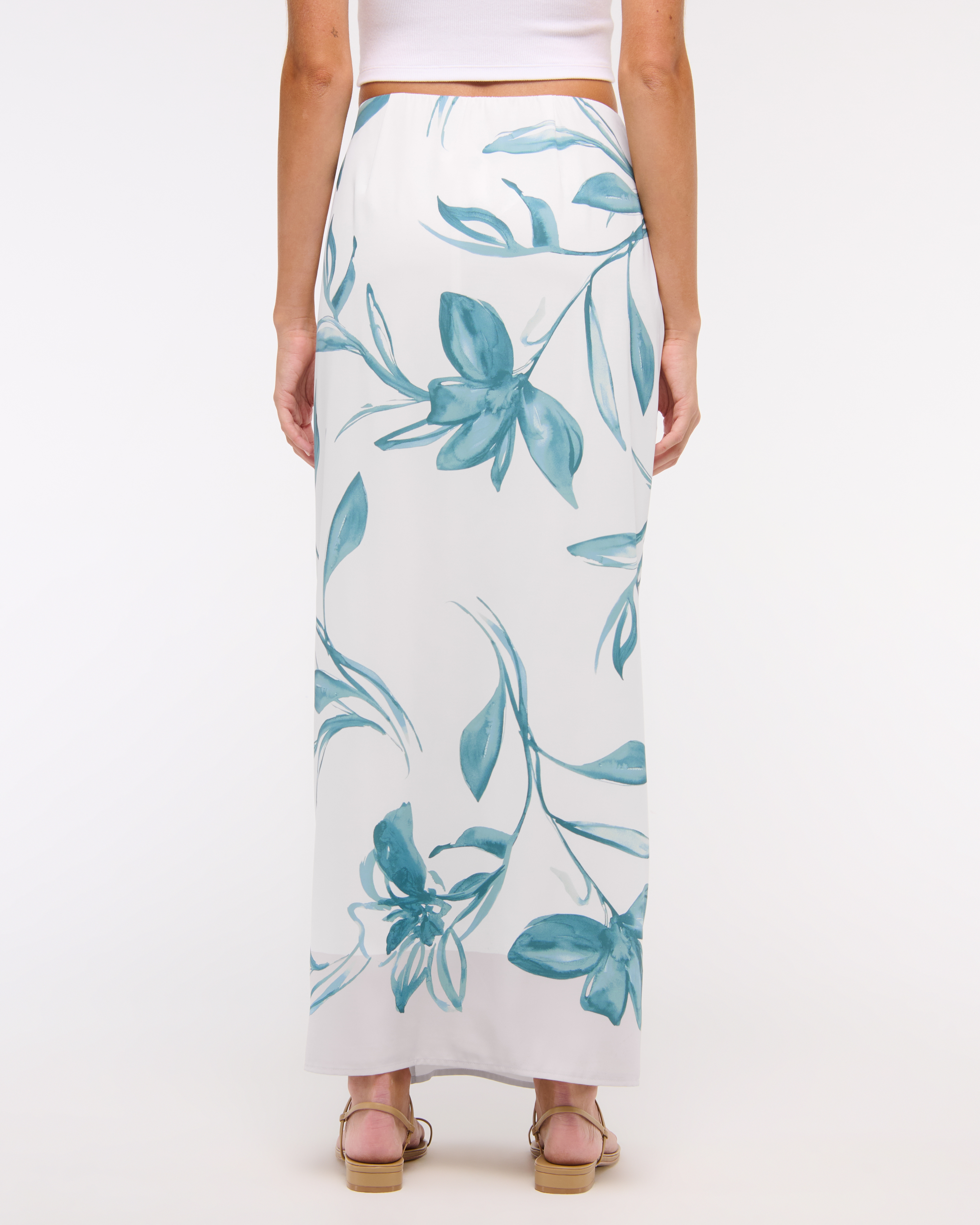 Abercrombie & Fitch Mid Rise Wrap Maxi Skirt In Green