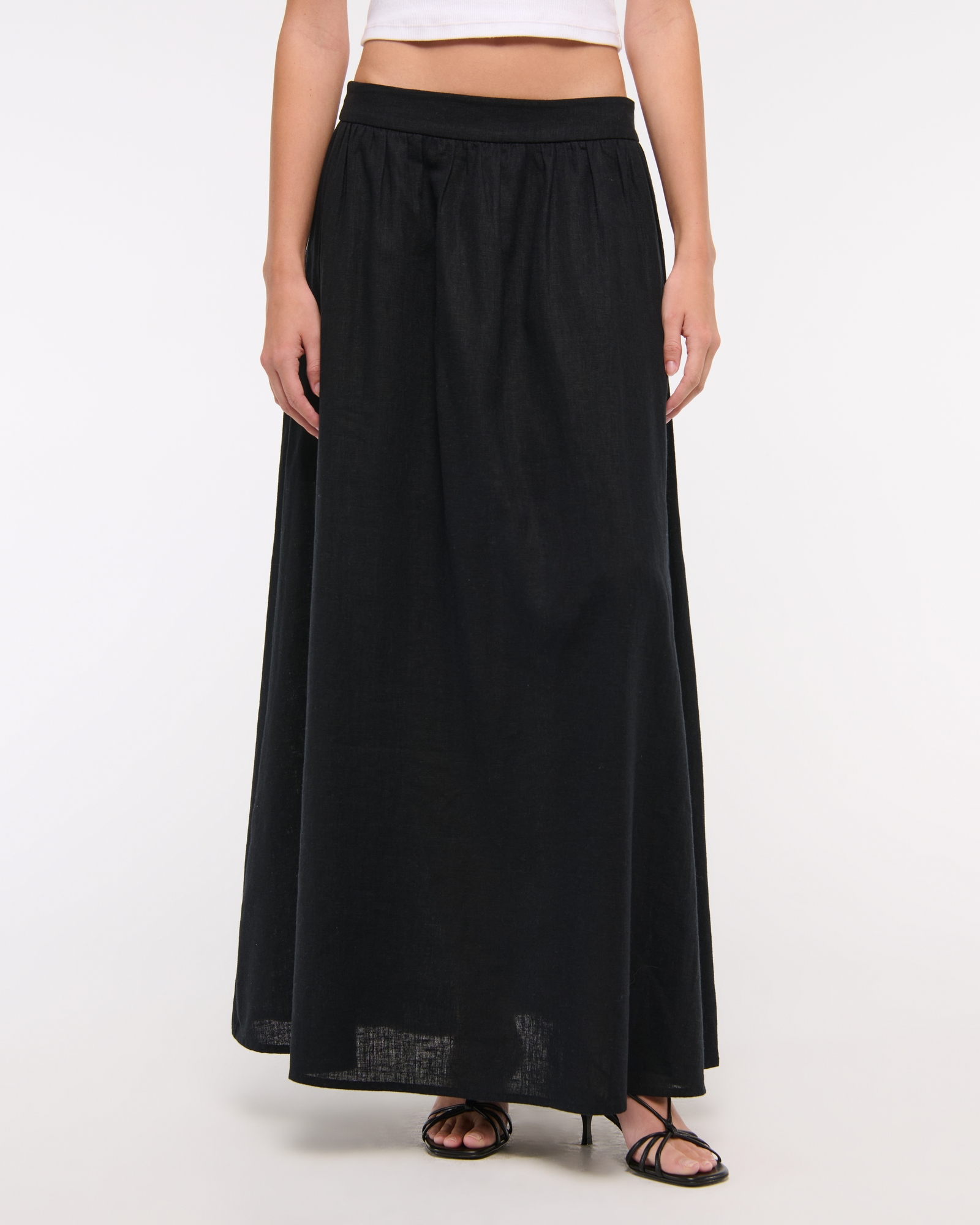 Linen-Blend Maxi Skirt