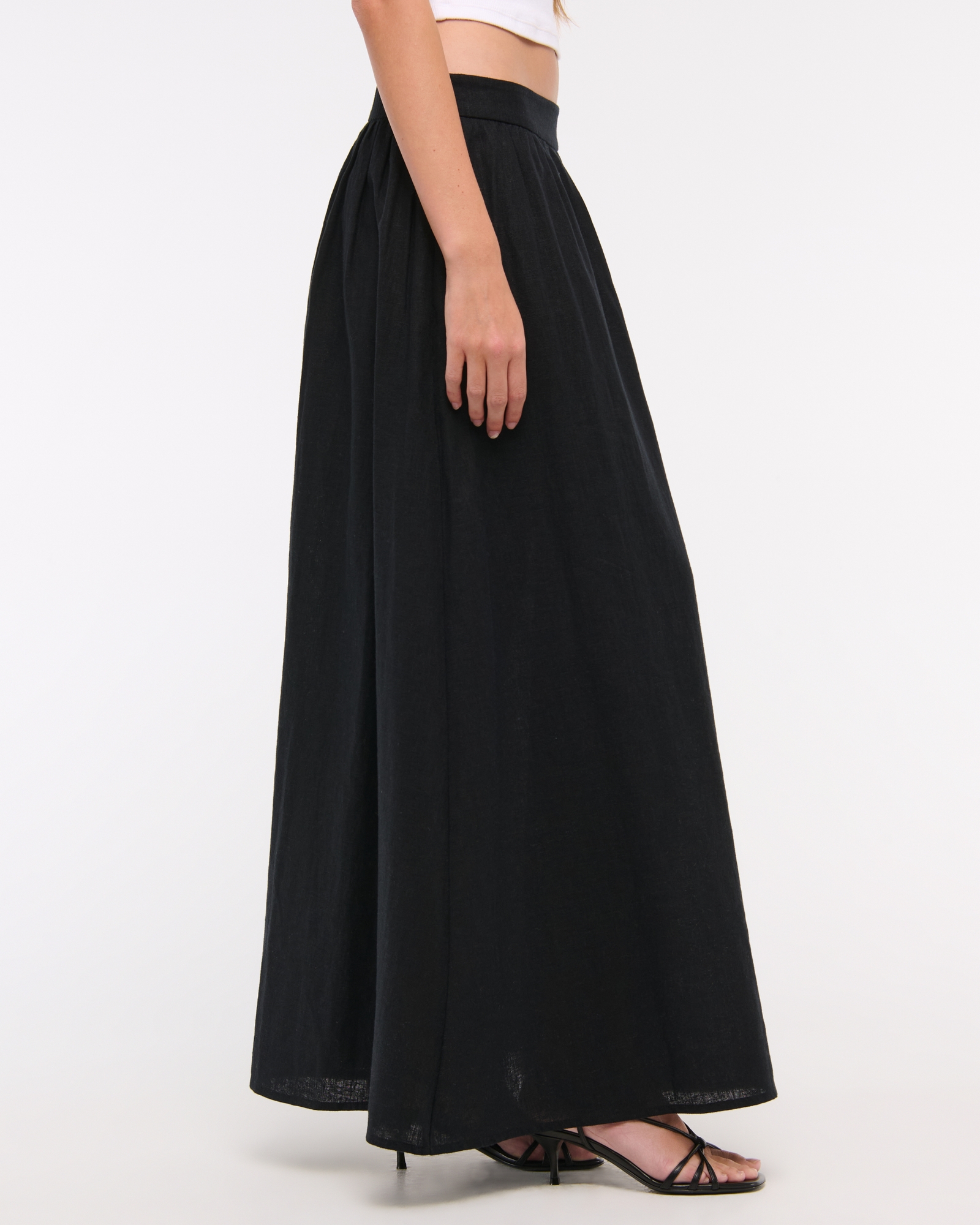 Linen-Blend Maxi Skirt