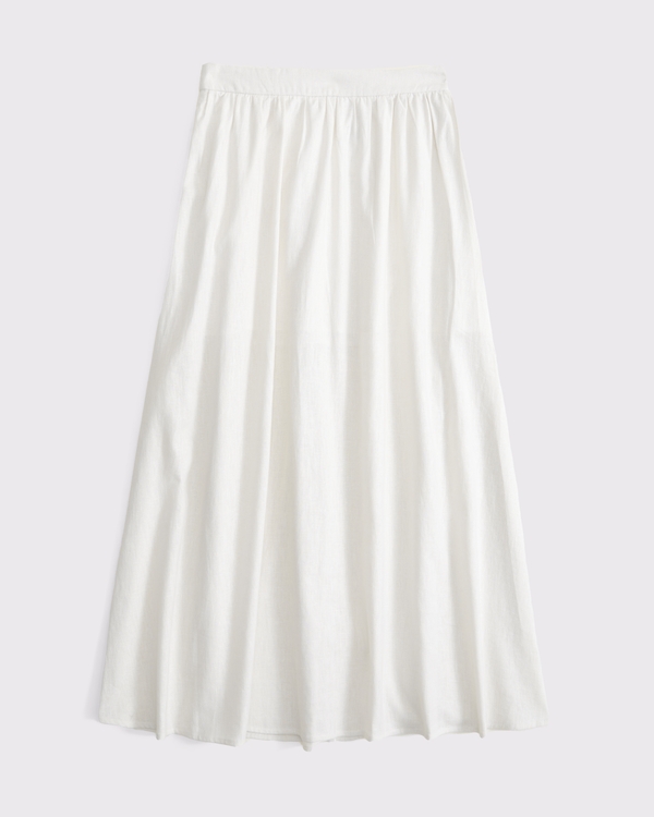 High Rise Ankle-Length Maxi Skirt, Cream view 1