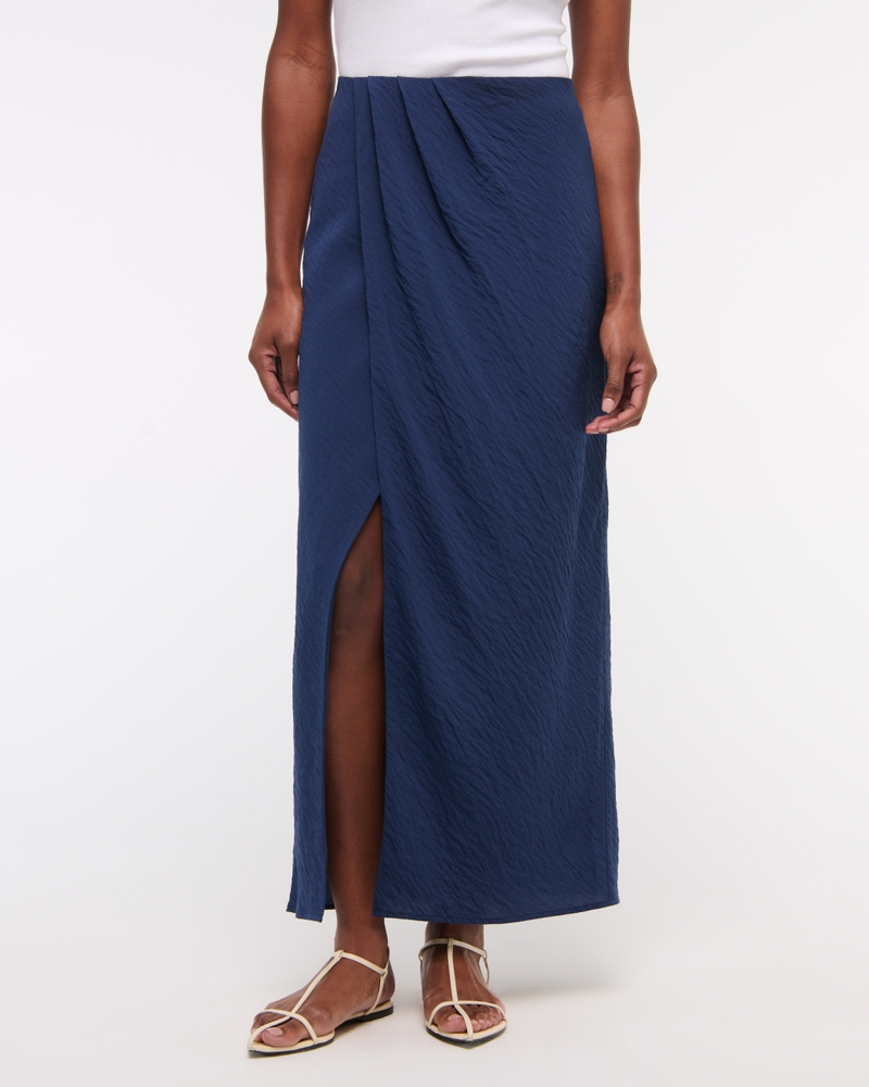 Mid Rise Sarong Maxi Skirt