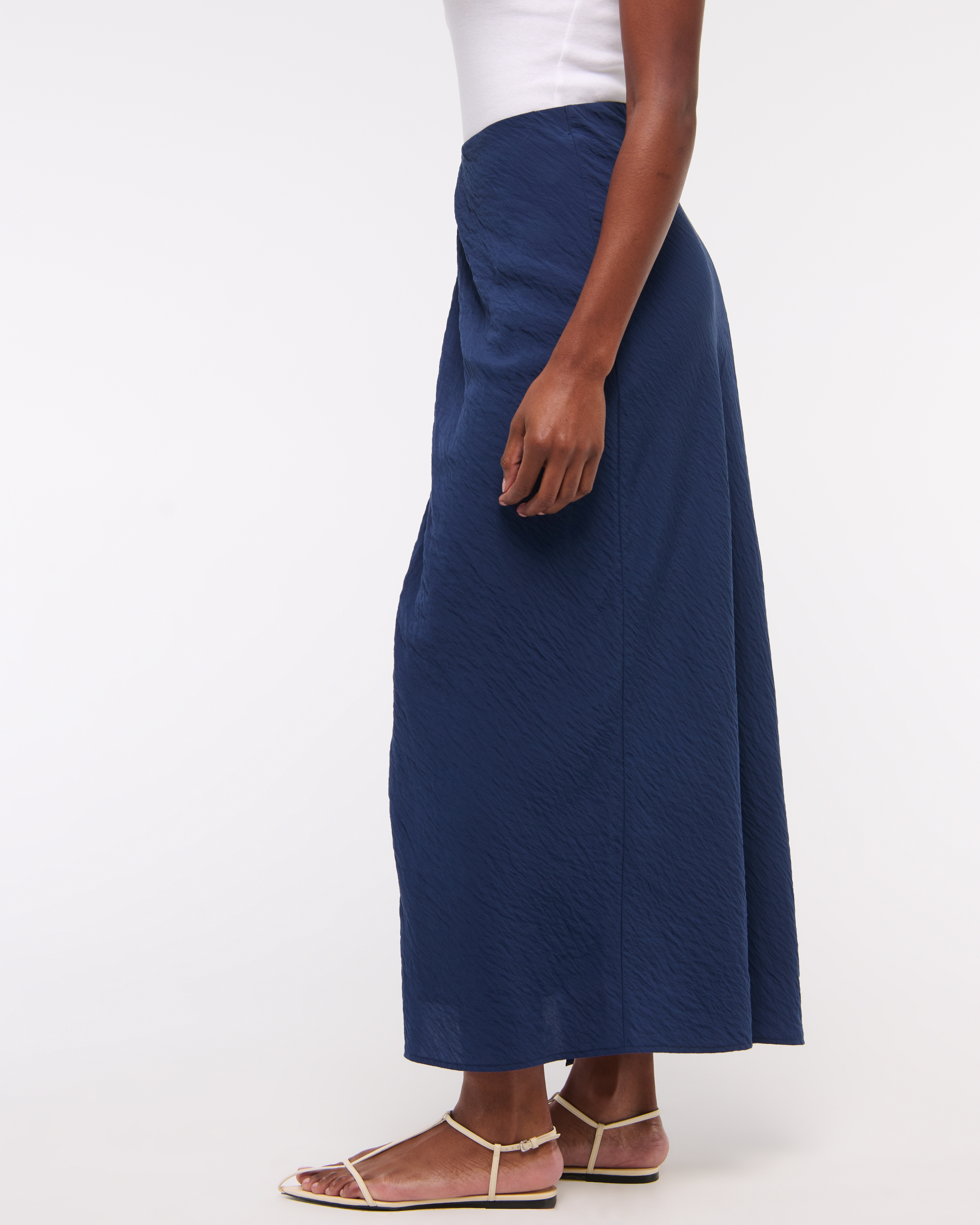 Abercrombie & Fitch Mid Rise Sarong Maxi Skirt In Blue