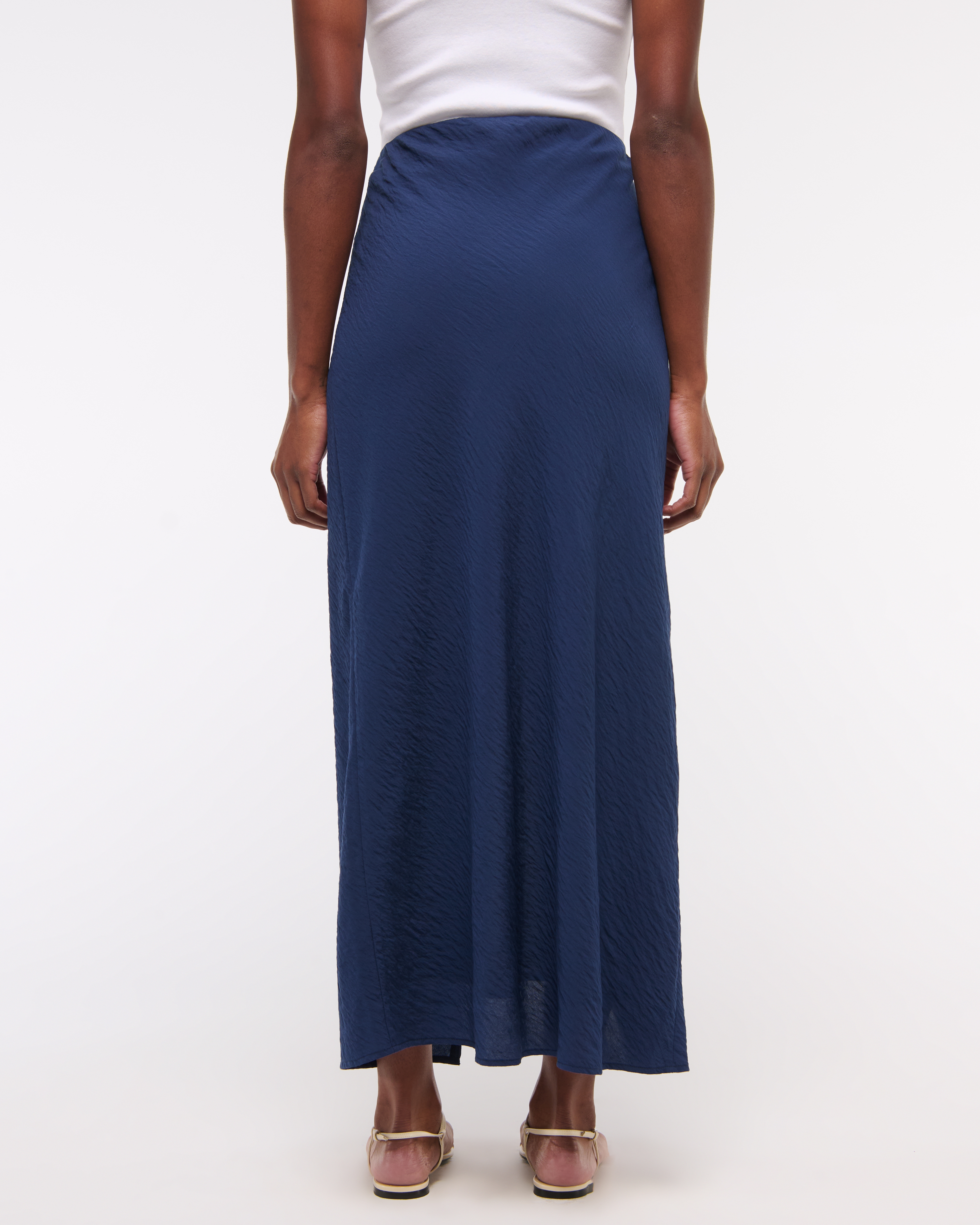 Abercrombie & Fitch Mid Rise Sarong Maxi Skirt In Blue