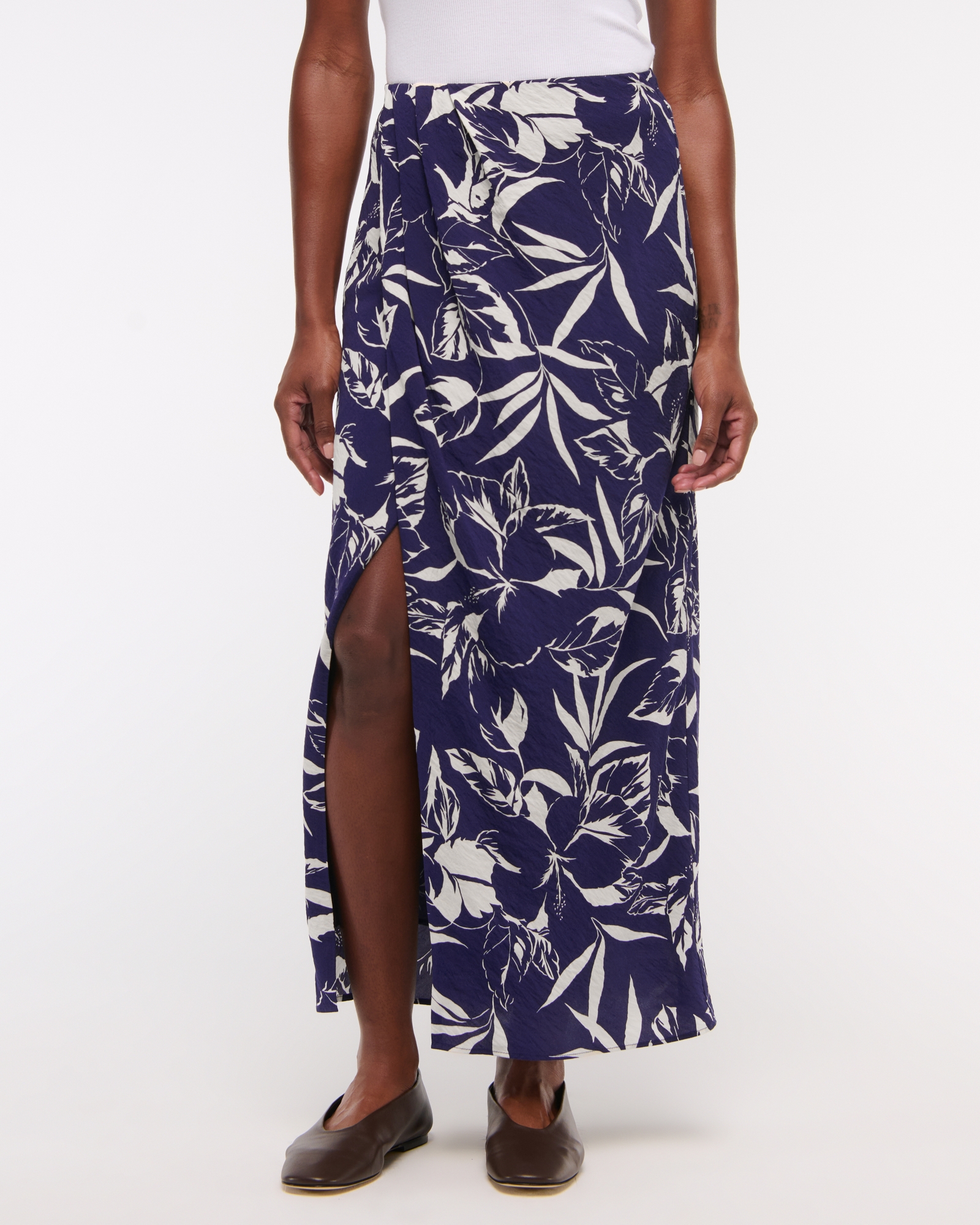 Mid Rise Sarong Maxi Skirt
