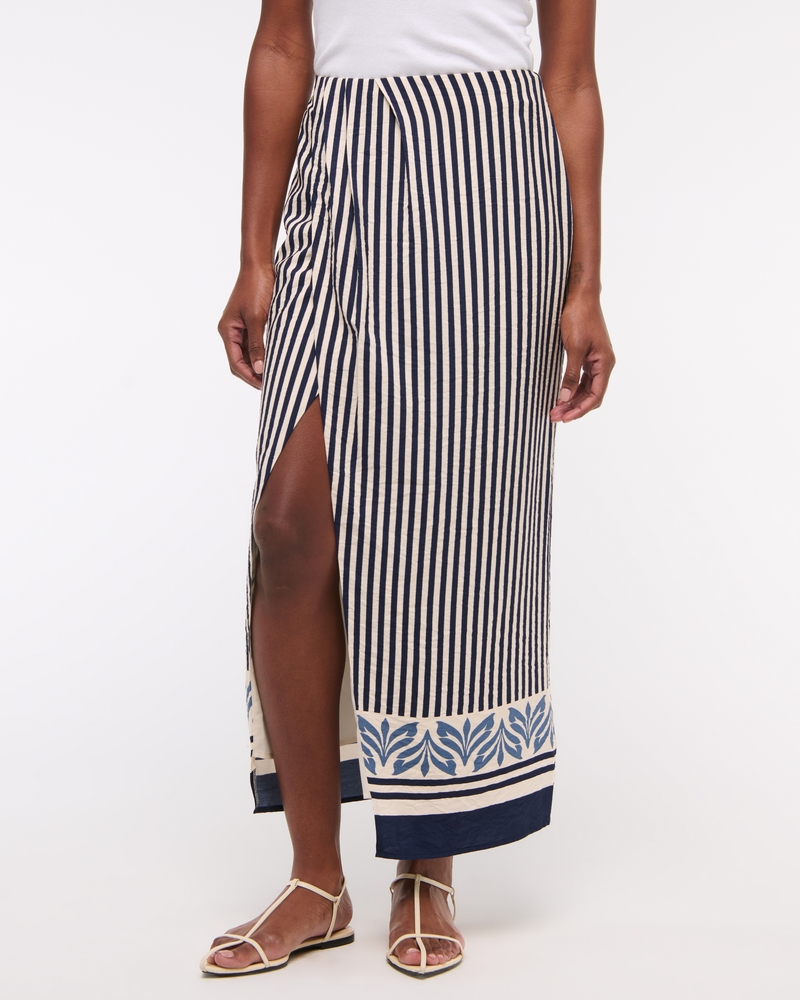 Mid Rise Sarong Maxi Skirt