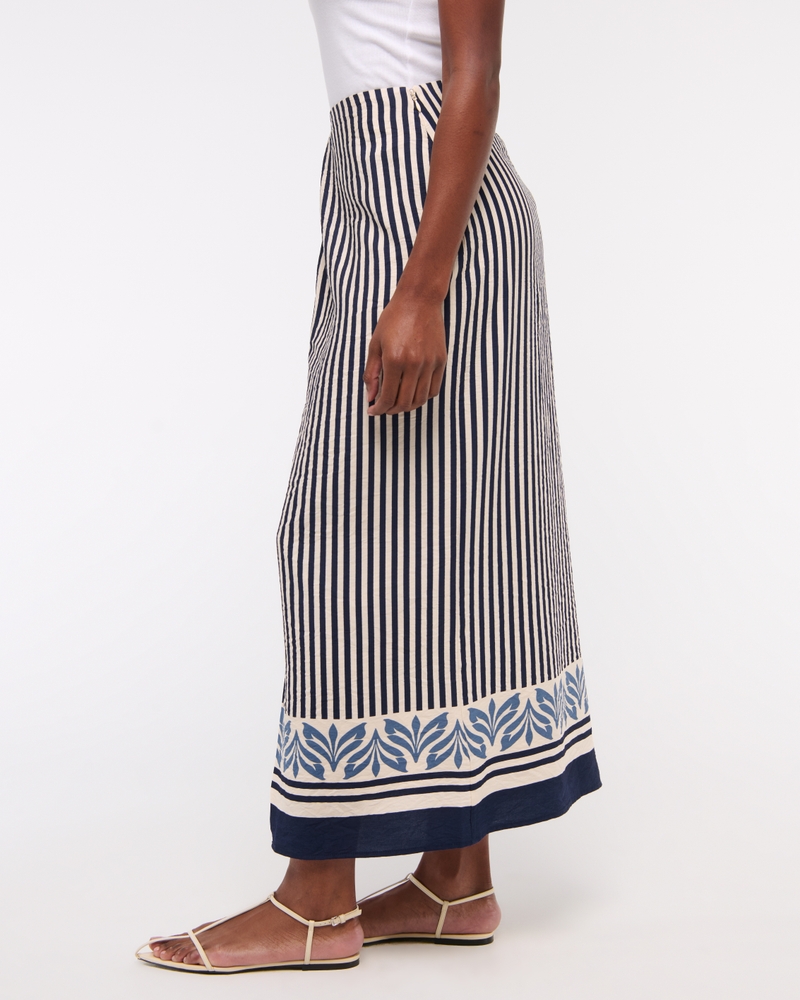 Mid Rise Sarong Maxi Skirt