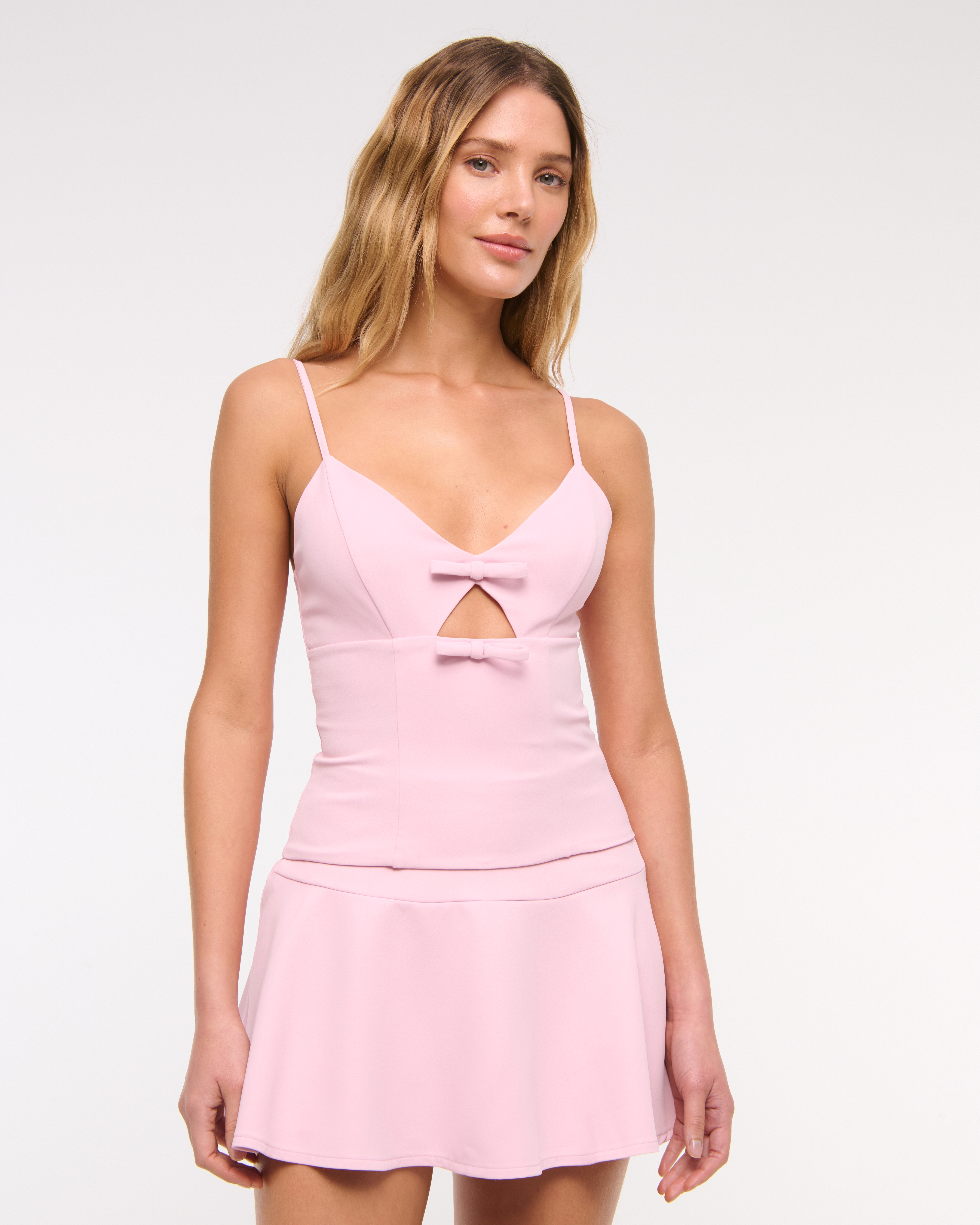 Abercrombie & Fitch High Rise Flirty Drop-waist Mini Skort In Pink