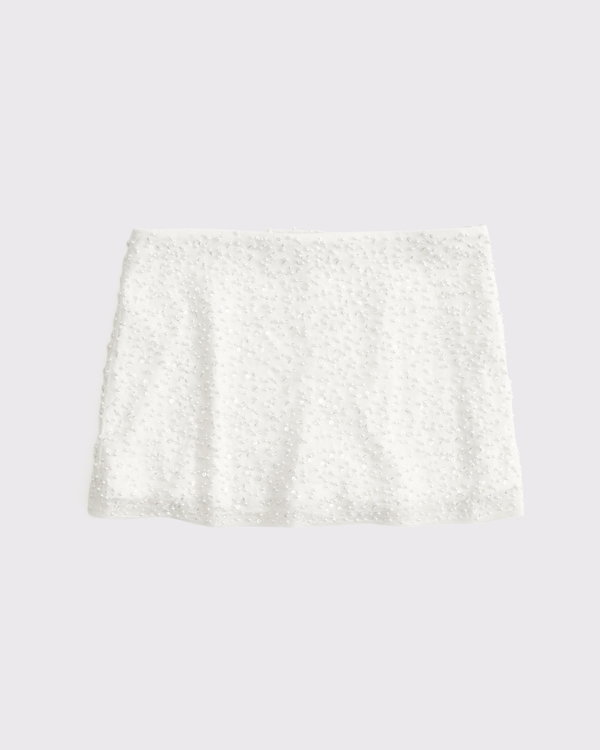 The A&F Scarlett Mid Rise Beaded Mini Skort, White view 1