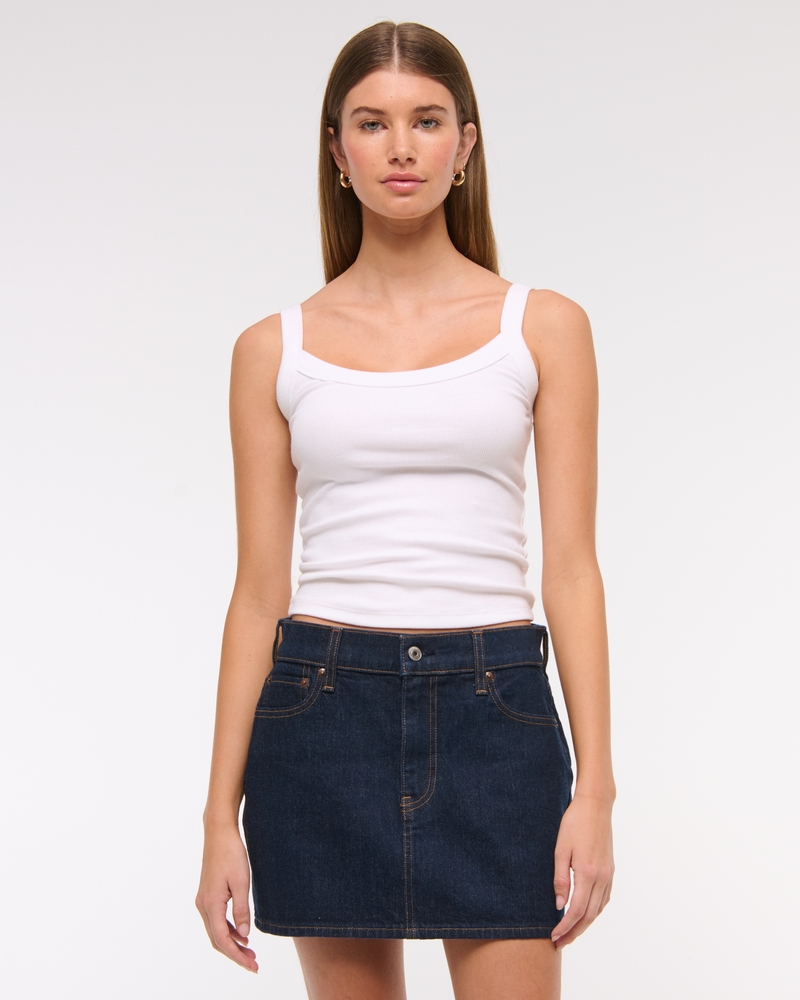 Mid Rise Denim Mini Skirt