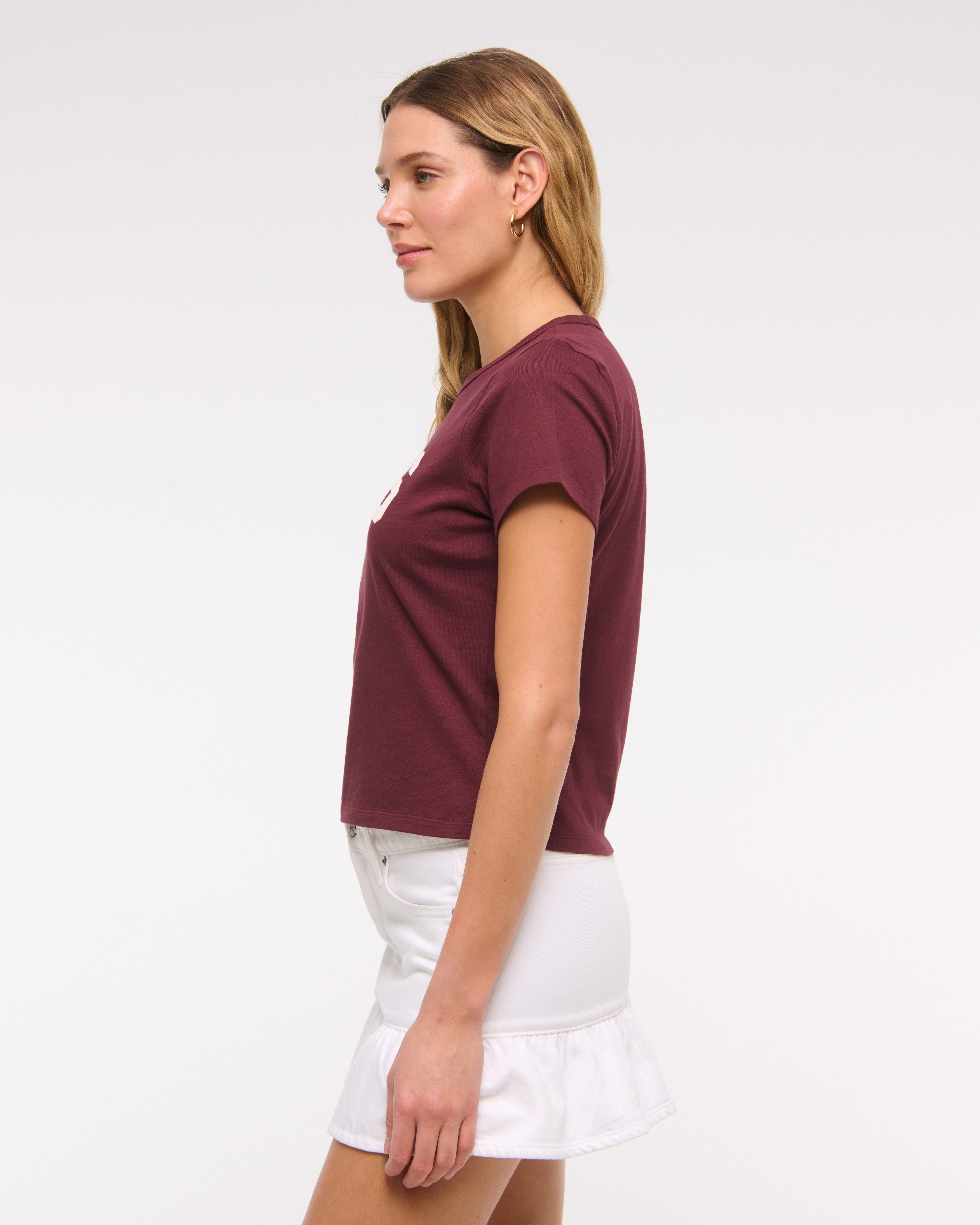 Abercrombie & Fitch Mid Rise Drop-waist Ruffle Denim Mini Skirt In White