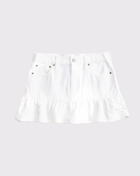 Mid Rise Drop-Waist Ruffle Denim Mini Skirt