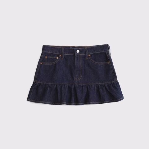 Женские юбки Abercrombie & Fitch Mid Rise Drop-Waist Ruffle Denim Mini Skirt