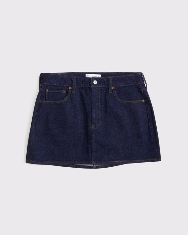 Curve Love Mid Rise Denim Mini Skirt, Dark view 1