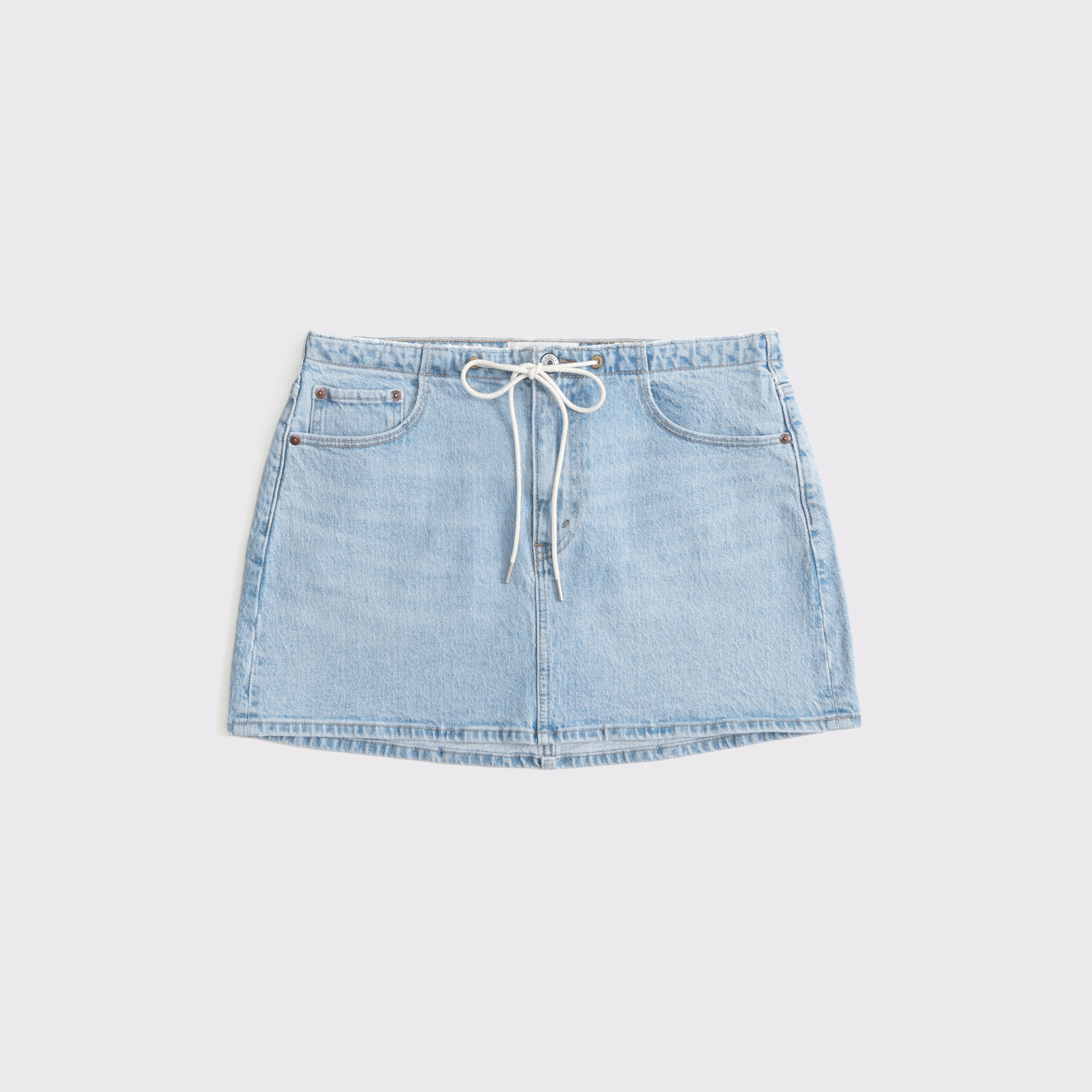 Abercrombie & Fitch Curve Love Mid Rise Denim Mini Skirt In Brown