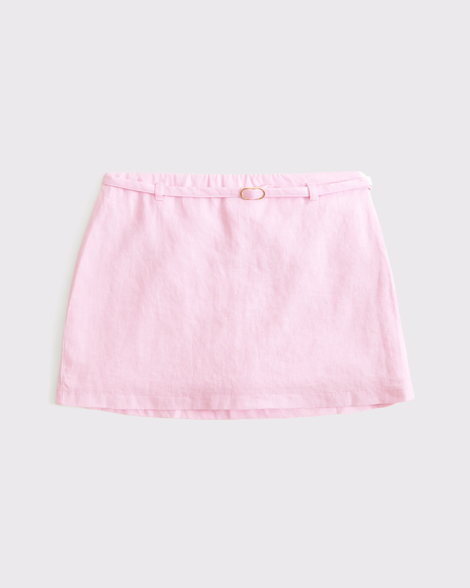 Mid Rise Premium Linen Belted Mini Skort