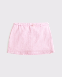 Mid Rise Premium Linen Belted Mini Skort
