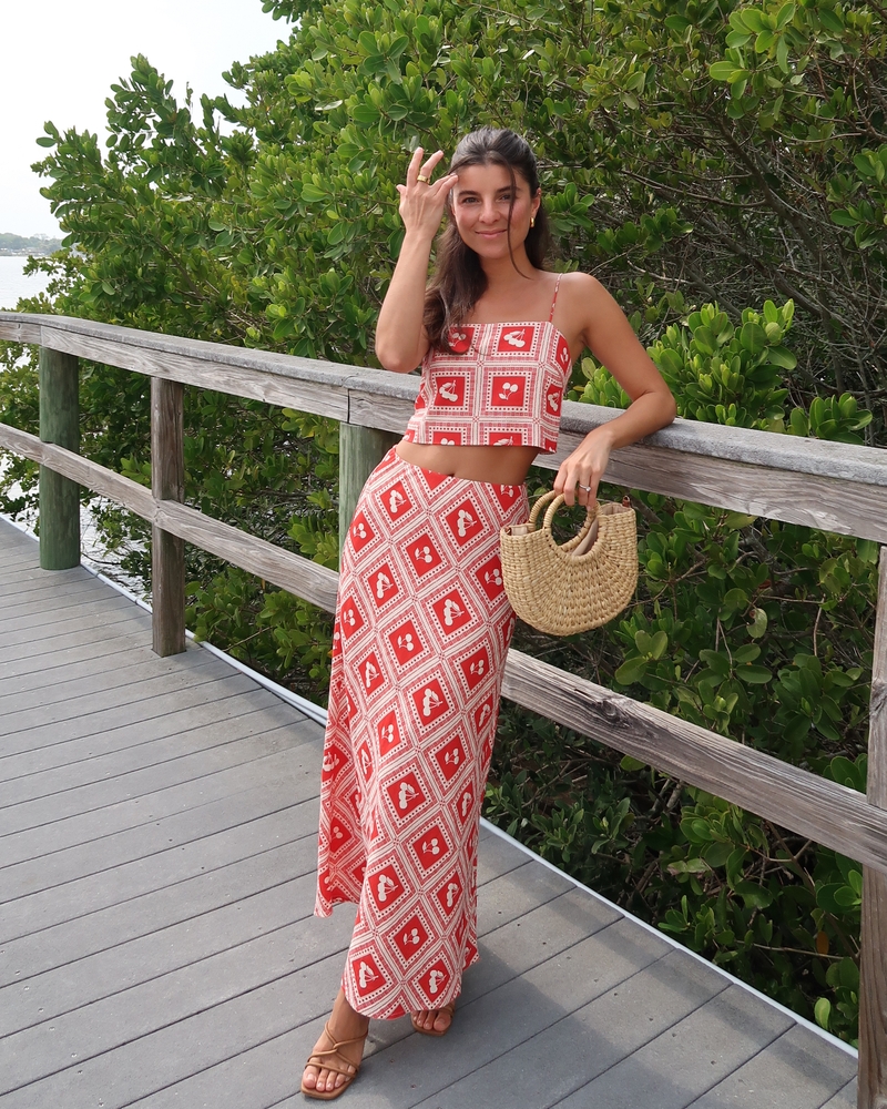 Mid Rise Linen-Blend Maxi Skirt