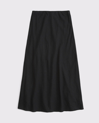 Mid Rise Linen-Blend Maxi Skirt