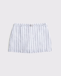 Mid Rise Premium Linen Belted Mini Skort